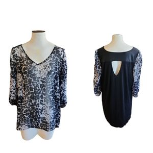 Maurices Floral Cheetah Print Knit Back with Keyhole Opening Size 1X